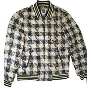 SUI By Anna Sui Houndstooth Sparkle Knit Bomber Jacket  Rare Women's Size Medium